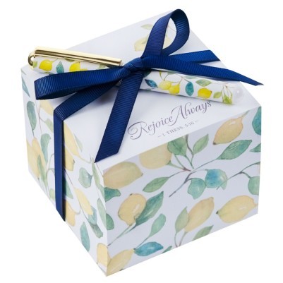Note Block & Pen - Rejoice Always - Lemon