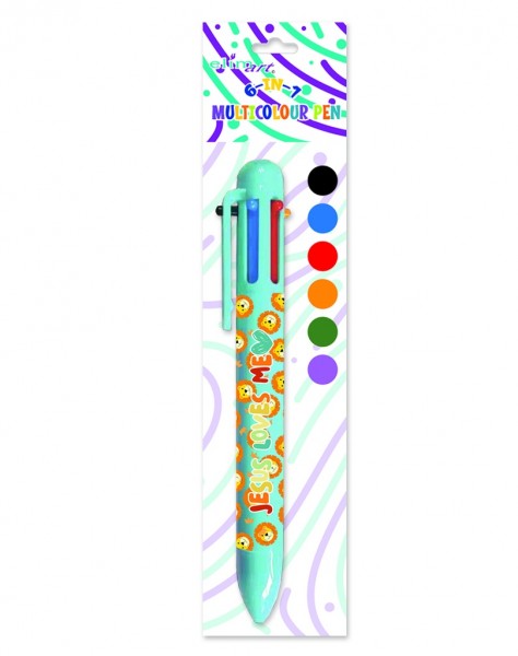 multi coloured pen  - blue
